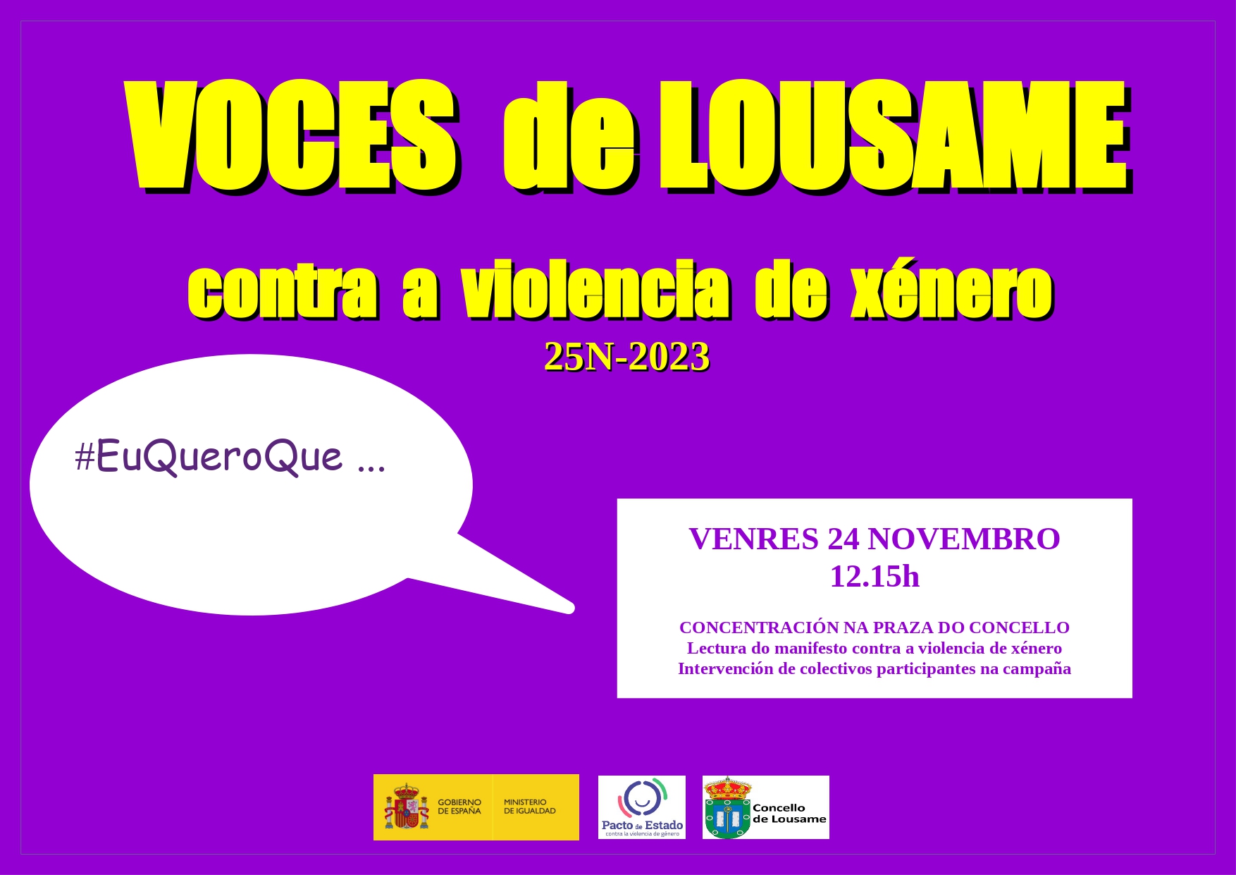 Acto contra a violencia de xénero  - venres 24, ás 12.15 na Praza do Concello de Lousame