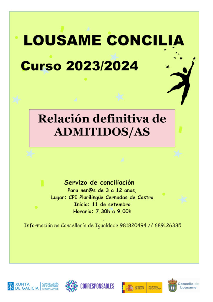 Relación DEFINITIVA de admitidos/as no servizo Lousame Concilia curso 2023/2024