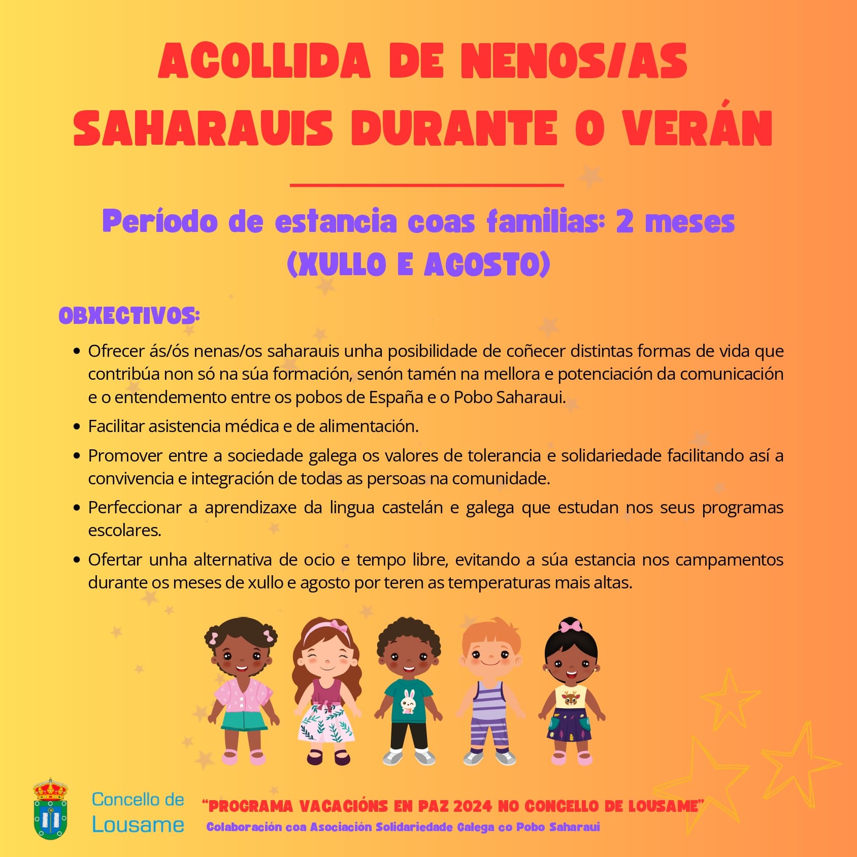 Programa de acollida de nenos/as saharauis durante o verán