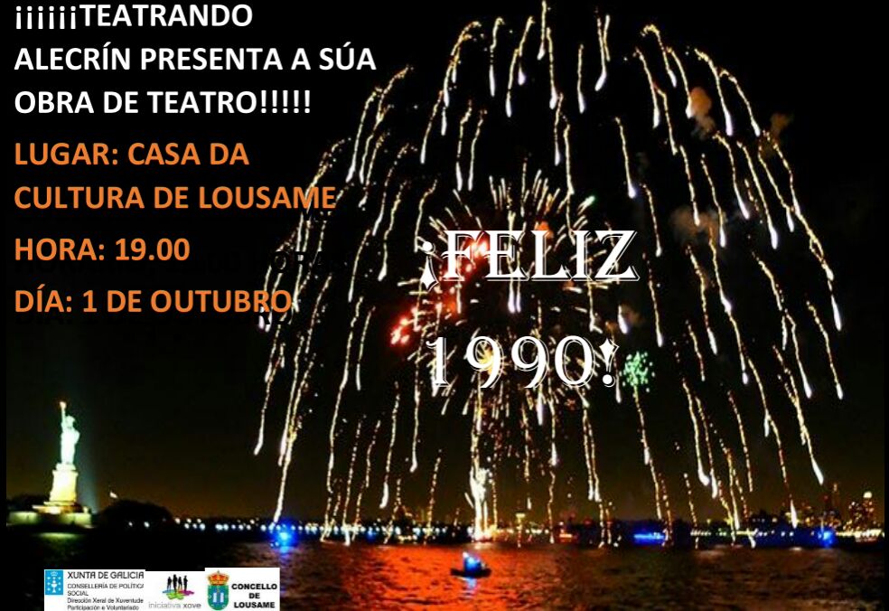 O grupo de Iniciativa Xove de Lousame, Teatrando Alecrín, representará a obra “Feliz 1990!” este domingo na casa da cultura