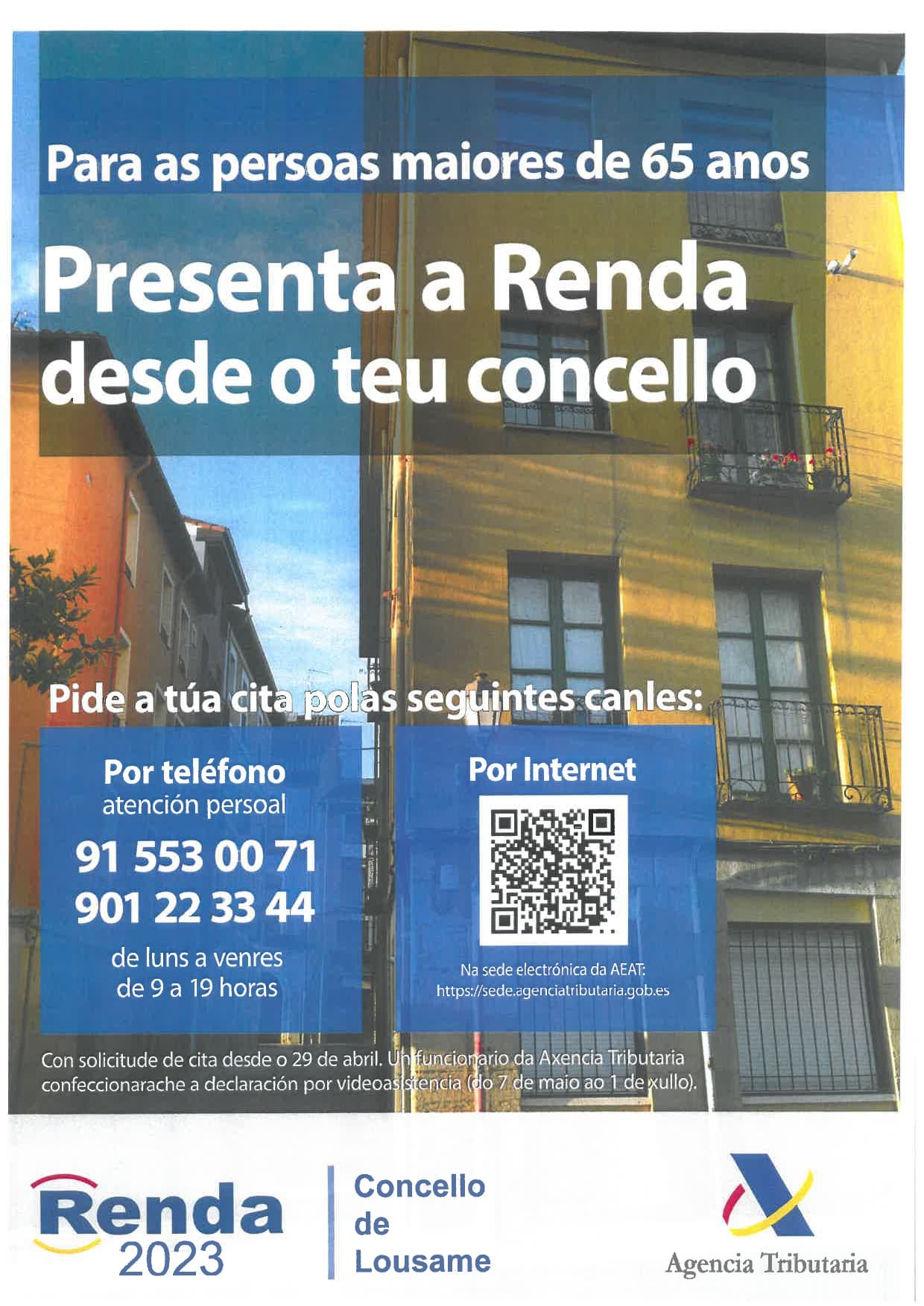 Confección da renda 2023 dende o Concello, para persoas maiores de 65 anos, a través de videoasistencia.