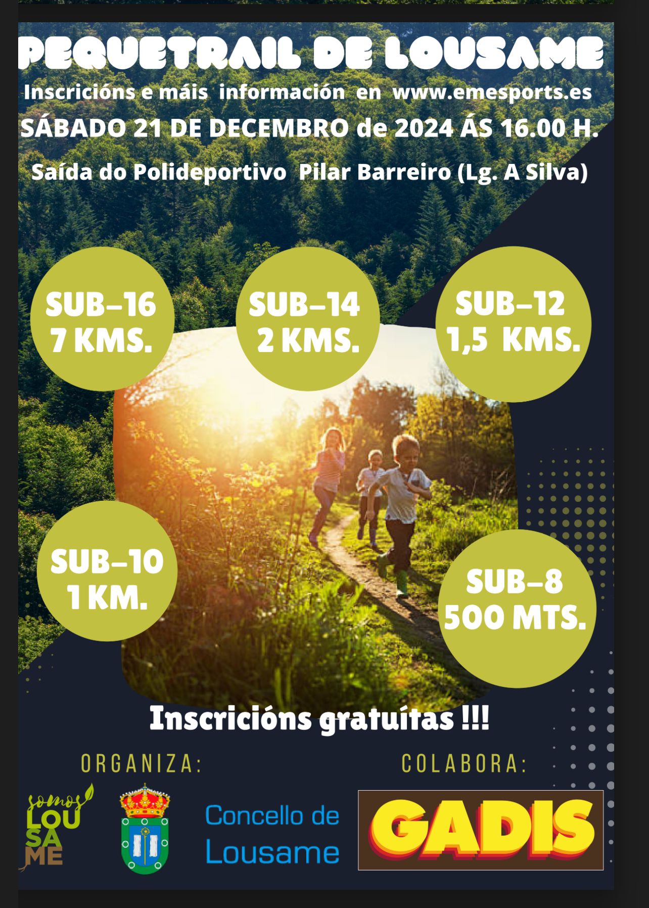 O Concello de Lousame ofrece 100 prazas de balde para o Pequetrail 2024