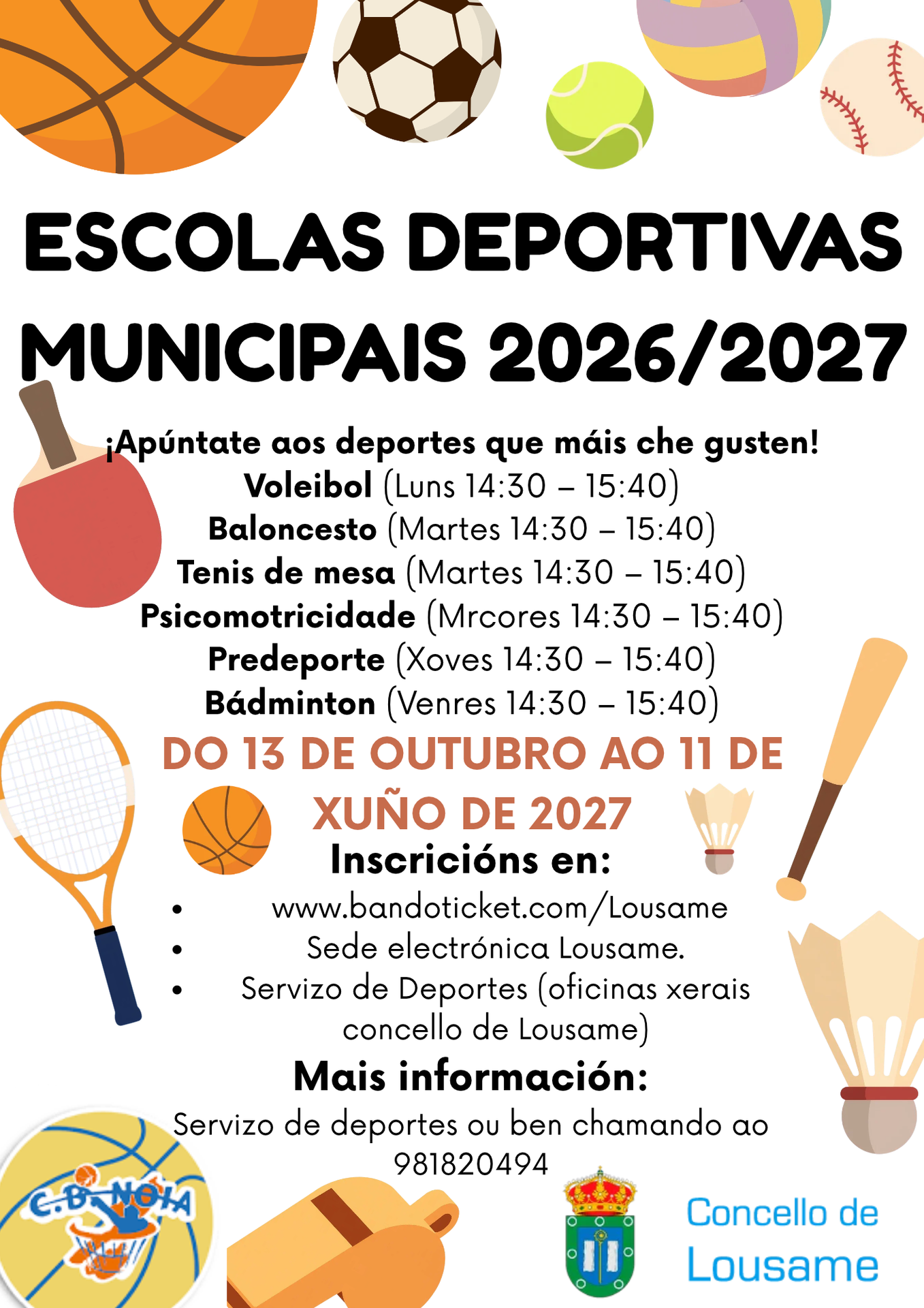 ESCOLAS DEPORTIVAS MUNICIPAIS 2026/27