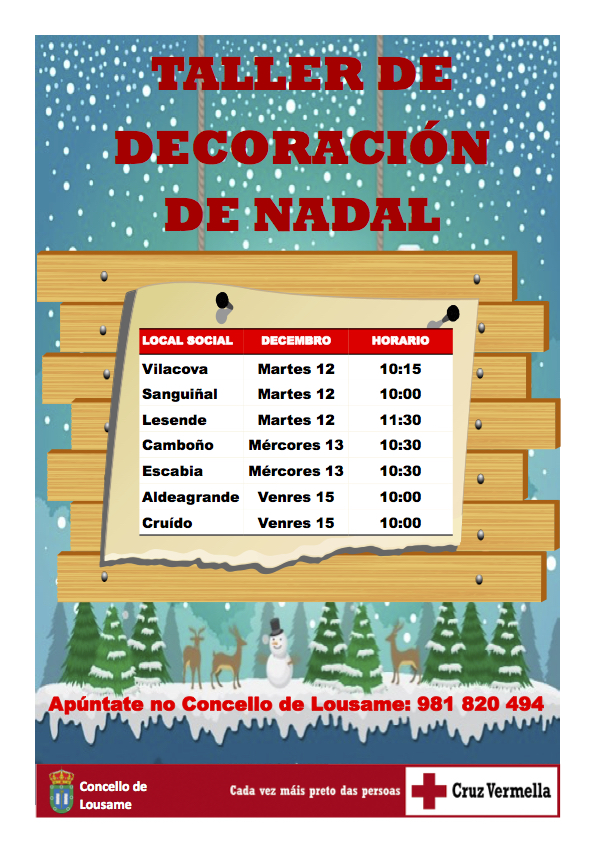  O Concello de Lousame e Cruz Vermella organizan sete obradoiros gratuítos de decoración da Nadal para adultos