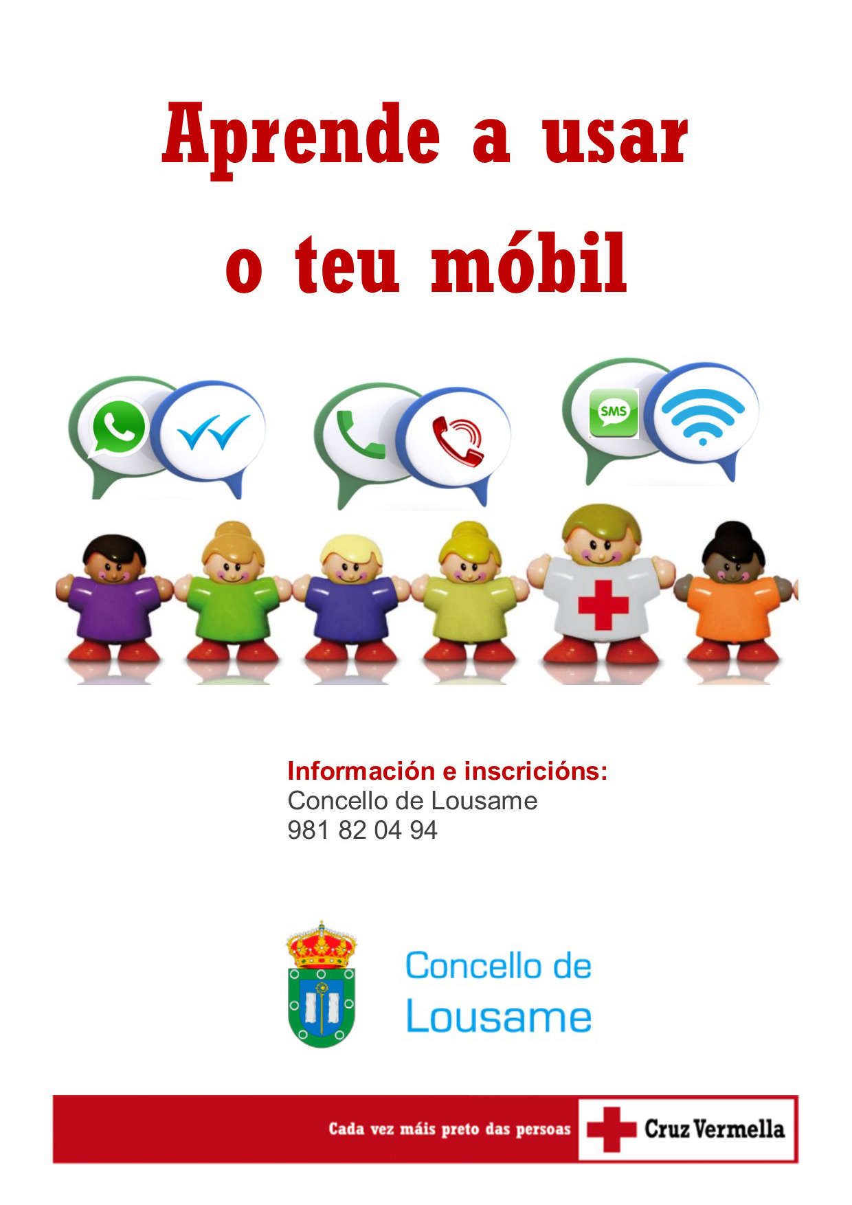 O Concello de Lousame e Cruz Vermella organizarán cursos gratuítos para que os maiores aprendan a utilizar os seus móbiles