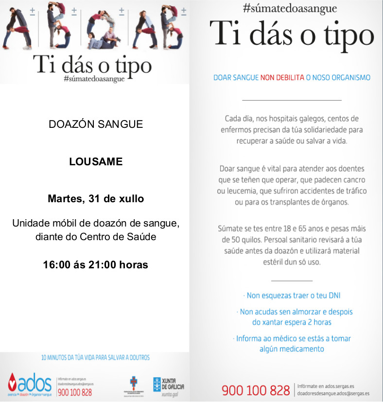 Doazón de sangue Martes 31 de Xullo
