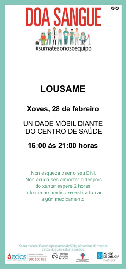 Doa Sangue Lousame 28 de Febreiro