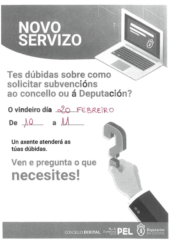 In-formación sobre trámite de subvencións da Deputación
