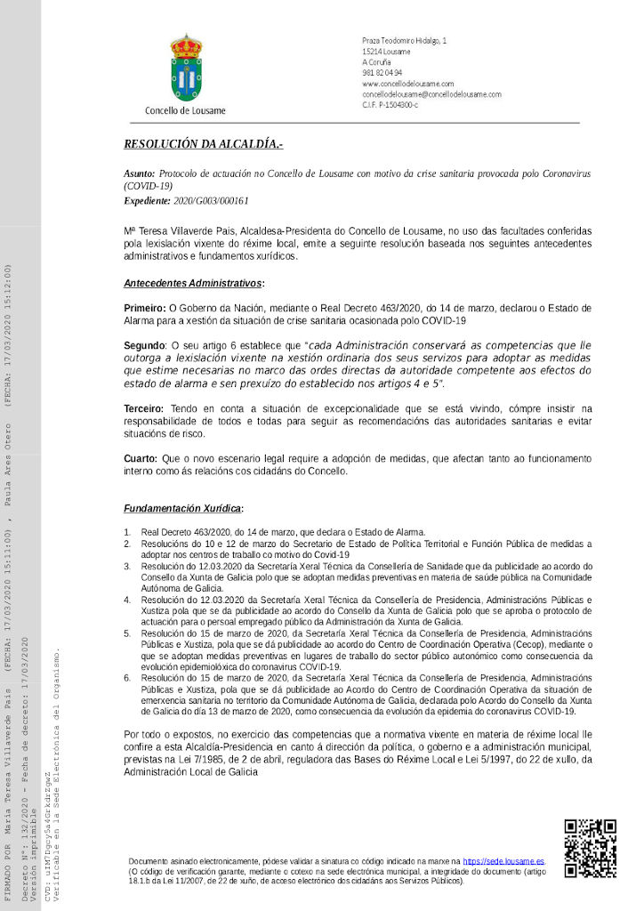 Resolución medidas COVID-19